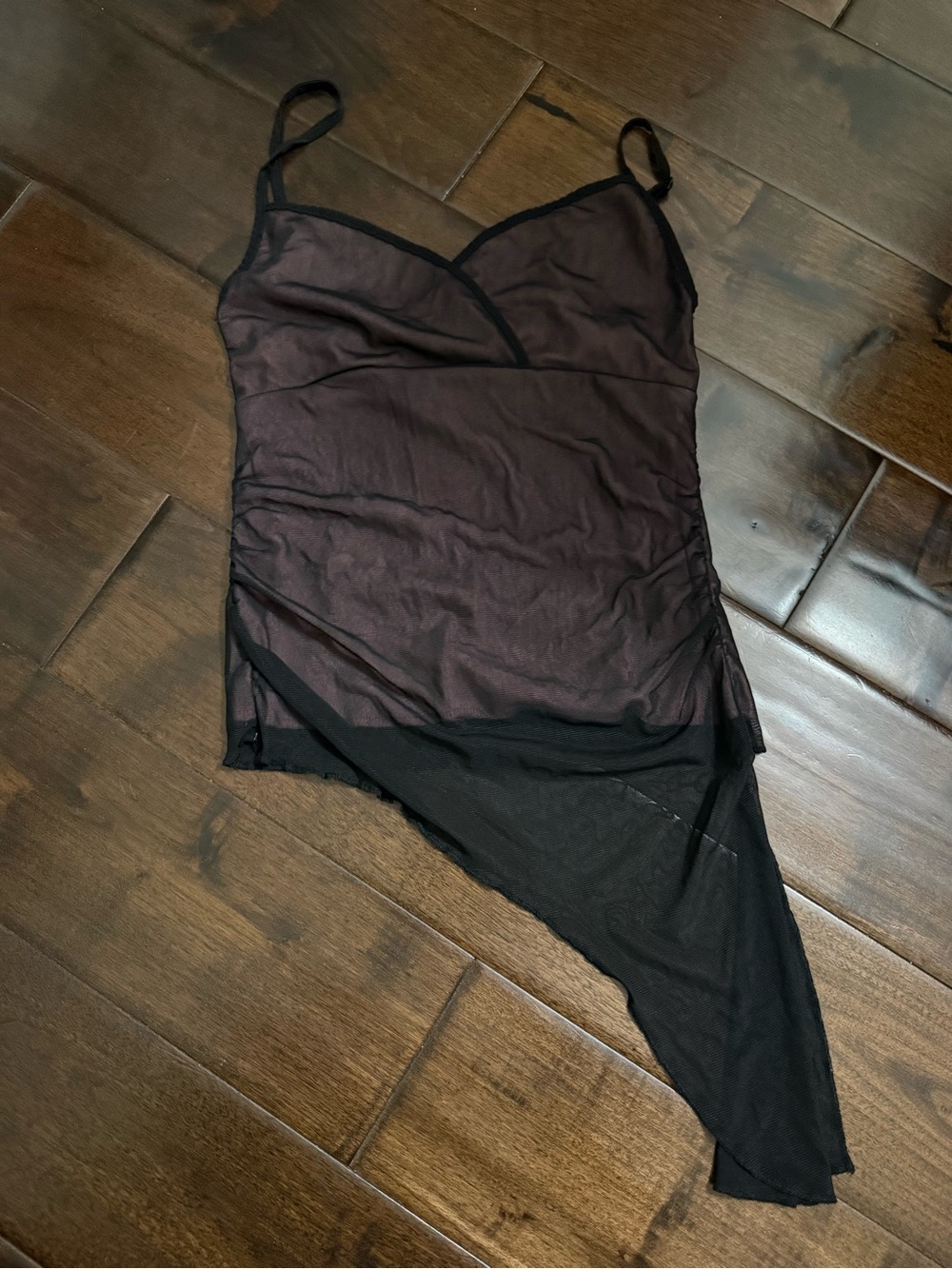 Motel Rocks Black Asymmetrical Sheer Slip Dress